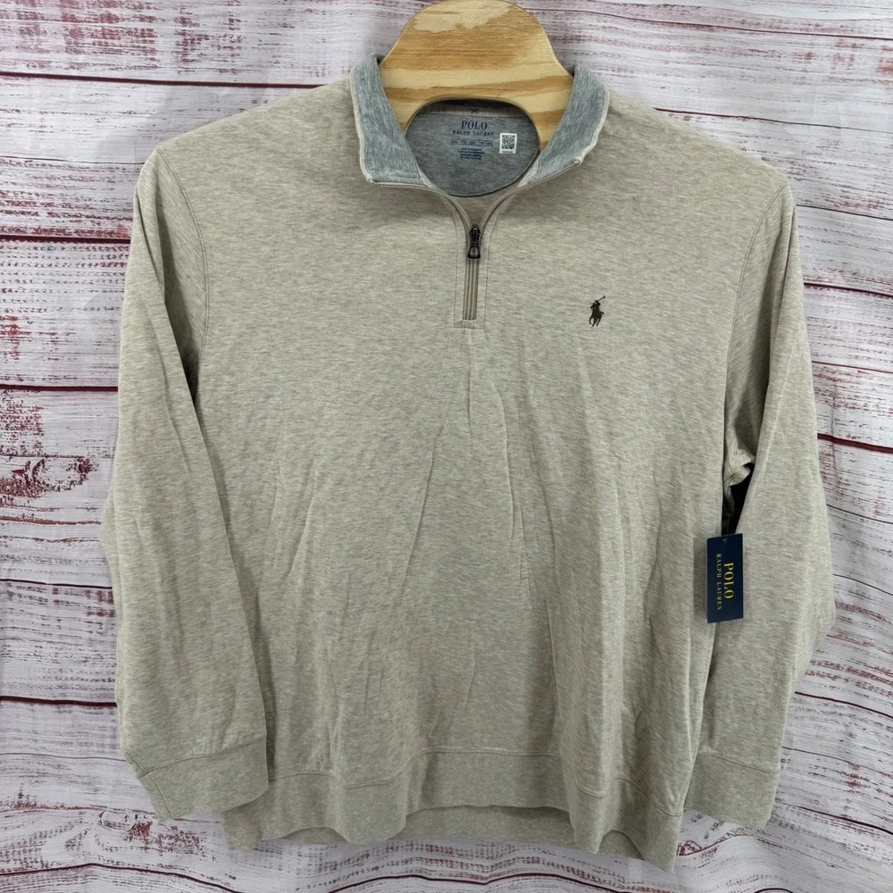 Polo Ralph Lauren Sweater‎ Mens 2XL Quarter Zip Pullover Classic Casual NEW
